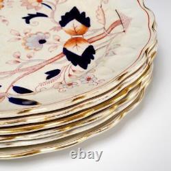 Booths Fresian A8022 Cobalt Blue Rust Red Imari Dinner Plates 6pc 10.5dia B
