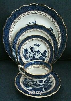 Booths Real Old Willow 5-Piece Place Setting- Dinner Salad Bread Plates, Cup & S