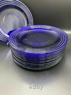 Bormiolo Rocco Forum Saphir Cobalt Blue Glass Dinner Plates Set of 14