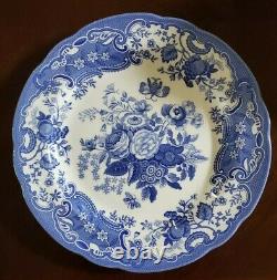 Brand New (4) Spode Blue Room Collection Blue White Roses Garden Dinner Plates