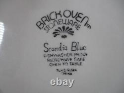 Brick Oven Dinner Plate Set Scandia Blue Flower Stoneware 10 Diameter 4 Piece