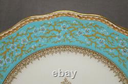 Brown Westhead Moore Enameled Prunus Blossoms Gold & Turquoise 10 1/4 Plate