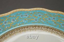 Brown Westhead Moore Enameled Prunus Blossoms Gold & Turquoise 10 1/4 Plate