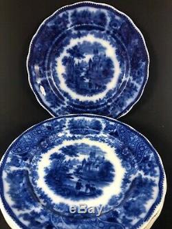 Burgess & Leigh Non Pareil 9 7/8 Plate Set 4 Flow Blue Antique Middleport WS5