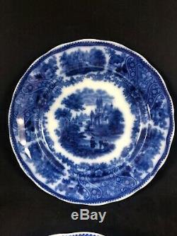 Burgess & Leigh Non Pareil 9 7/8 Plate Set 4 Flow Blue Antique Middleport WS5