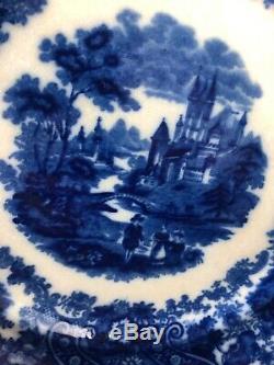 Burgess & Leigh Non Pareil 9 7/8 Plate Set 4 Flow Blue Antique Middleport WS5