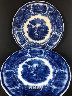 Burgess & Leigh Non Pareil 9 7/8 Plate Set 4 Flow Blue Antique Middleport WS7