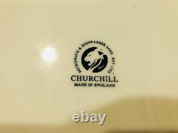 CHURCHILL ENGLAND Set of 6 Calico Blue & White Chintz Dinner Plates