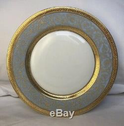 CH Field Haviland Limoges Gold Encrusted Edith Blue 10 Dinner Plate EUC