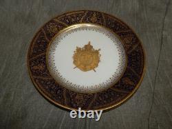C 1804-1814 Sevres 9.5 Dinner Plate Cobalt & Gilt Napoleon Coat of Arms RARE
