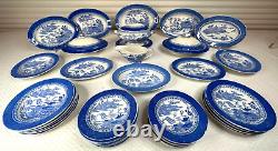 C 1860 Copeland 34-Pc Child's'Mandarin' Blue Willow Dinner Set Staffordshire