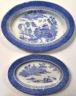 C 1860 Copeland 34-Pc Child's'Mandarin' Blue Willow Dinner Set Staffordshire