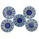 Caleca Blue Moon Round Dinner Plates Set of 5 Made in Italy Hand Painted 11.25