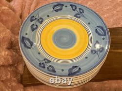 Caleca Set Of 7 Azzurro 11 1/8 Dinner Plates, Italy