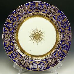 Carl Thieme Dresden Saxonian Cobalt Blue Raised Gold 10.25 Dinner Plate A