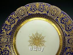 Carl Thieme Dresden Saxonian Cobalt Blue Raised Gold 10.25 Dinner Plate A