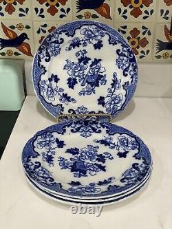 Cauldon Candia Flow Blue Dinner Plates Set of 4