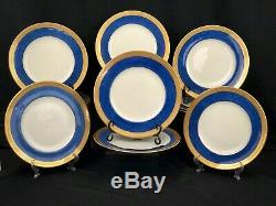 Cauldon Gold Encrusted Dinner Plates Set of 12 Blue