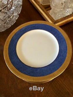 Cauldon Gold Encrusted Dinner Plates Set of 12 Blue