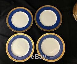 Cauldon Gold Encrusted Dinner Plates Set of 12 Blue