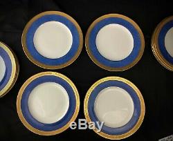 Cauldon Gold Encrusted Dinner Plates Set of 12 Blue