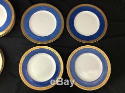 Cauldon Gold Encrusted Dinner Plates Set of 12 Blue