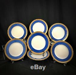 Cauldon Gold Encrusted Dinner Plates Set of 12 Blue