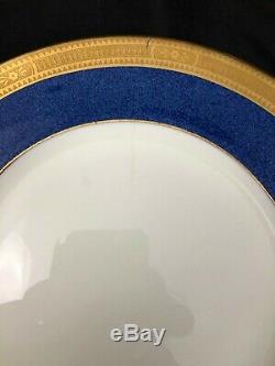 Cauldon Gold Encrusted Dinner Plates Set of 12 Blue