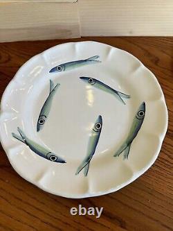 Ceramiche Italy For Cottage Industries San Francisco 6 DINNER PLATES Sardines