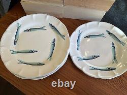 Ceramiche Italy For Cottage Industries San Francisco 6 DINNER PLATES Sardines