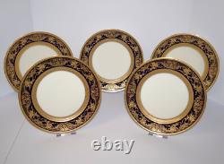 Charles Ahrenfeldt Limoges Depose Cobalt & Gold (Set of 5) 9 3/4 Dinner Plates