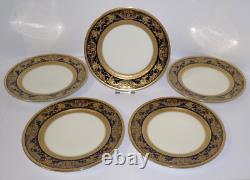 Charles Ahrenfeldt Limoges Depose Cobalt & Gold (Set of 5) 9 3/4 Dinner Plates