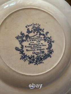 Charlotte 10 Dinner Plate Clarice Cliff Royal Staffordshire Blue Transferware