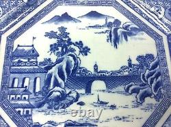 Chinese Porcelain Blue & White 8 Pointed Salt Glaze Dinner Plate Antique Old