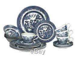 Churchill 20 Piece China Willow Dinner/tea Set Blue Daily Use Plate Cup Bowl