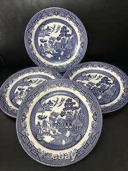 Churchill Blue Willow 10 Dinner Plates Englandset Of 4. New