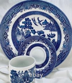 Churchill Blue Willow 3 Piece Set-Dinner Plate, Cup And Saucer