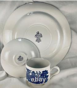 Churchill Blue Willow 3 Piece Set-Dinner Plate, Cup And Saucer