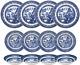 Churchill Blue Willow Dinner Plates, Salad Plates and Coupe Bowls 12 Piece Dinne