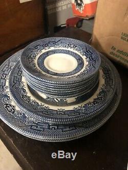 Churchill Blue Willow England- Large, Medium, & Small Plates & Bowls- 21 Pieces