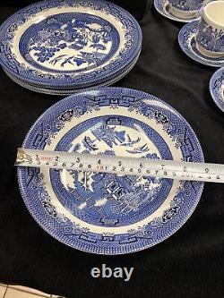 Churchill Blue Willow Lot-27PCS 4-10 Dinner Plates, 6-8 & 8-6 Bowls, & More EC