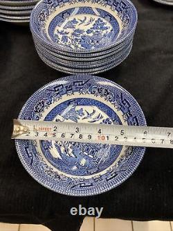 Churchill Blue Willow Lot-27PCS 4-10 Dinner Plates, 6-8 & 8-6 Bowls, & More EC