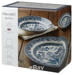 Churchill China Blue Willow Dinner Set, 12 Piece Dinnerware Gift Box WBMB90001