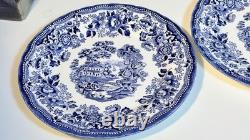 Churchill Queen's Tonquin Blue England 8pc 10Dinner Plates & 8.75 Pasta Bowls