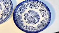 Churchill Queen's Tonquin Blue England 8pc 10Dinner Plates & 8.75 Pasta Bowls