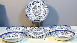 Churchill Queen's Tonquin Blue England 8pc 10Dinner Plates & 8.75 Pasta Bowls