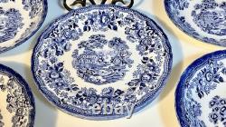 Churchill Queen's Tonquin Blue England 8pc 10Dinner Plates & 8.75 Pasta Bowls