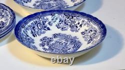 Churchill Queen's Tonquin Blue England 8pc 10Dinner Plates & 8.75 Pasta Bowls