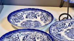 Churchill Queen's Tonquin Blue England 8pc 10Dinner Plates & 8.75 Pasta Bowls