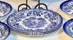 Churchill Queen's Tonquin Blue England 8pc 10Dinner Plates & 8.75 Pasta Bowls